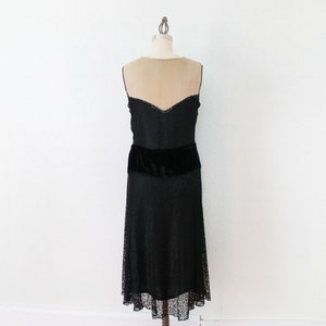 1920s Dress / Lace Illusion Dress / Velvet Dropped Waist image 4