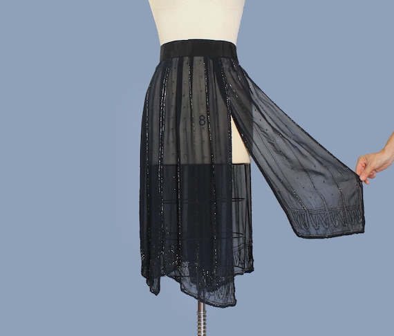 1920s Skirt / Sheer Silk Chiffon Beaded Flapper Skirt / Car Wash Panels /  Dance Dress / Layering Piece - Etsy