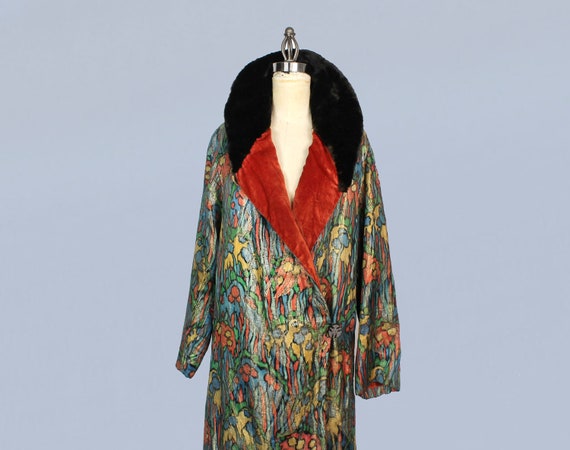 1920s Coat / 20s Printed Abstract Lamé Coat/ Rare… - image 6