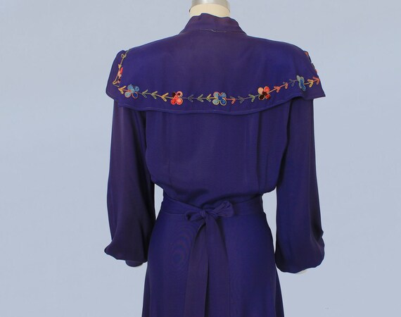 1940s Wrap Dress / 40s Dressing Gown / Indigo Pur… - image 7