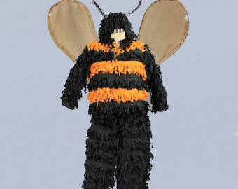 Selten ! Antikes Halloween-Kostüm / 20er Jahre BUMBLE BEE Kostüm / 20er Jahre Krepp Papier-Set mit Flügeln und passendem Hut!! / Insekt Biene Kostüm