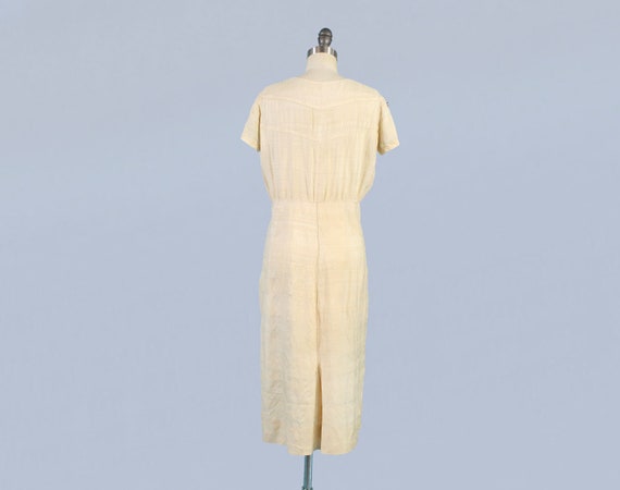 1930s Dress / 30s LACE UP Raw Silk Dress - image 7