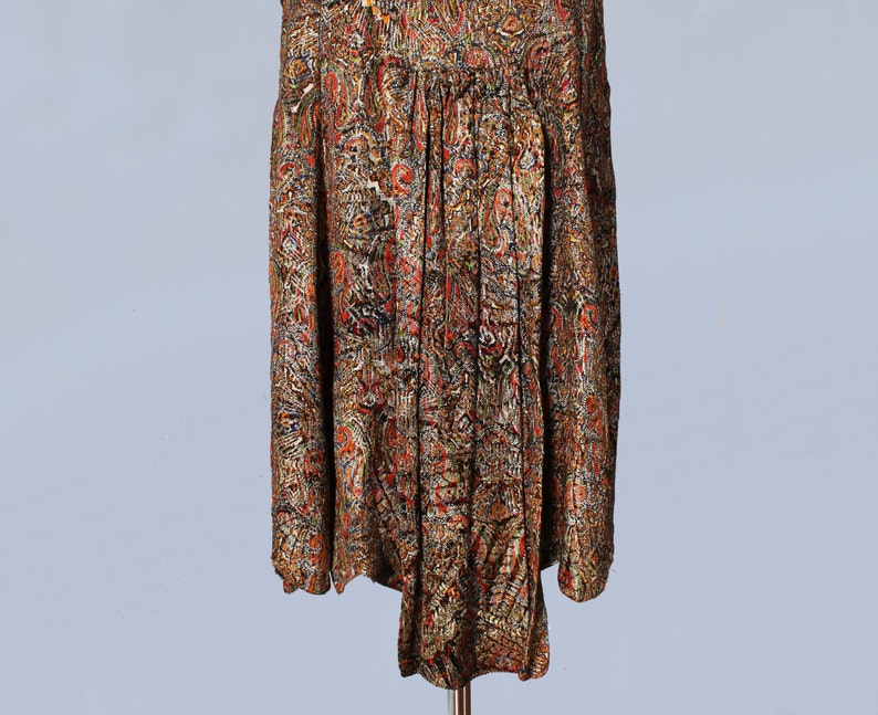 RARE 1920s Dress / 20s Metallic Lamé Dress / Paisley Print Antique Gold LAMÉ image 4