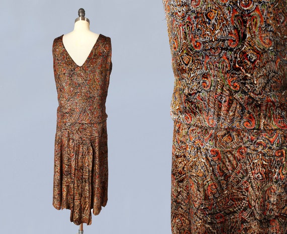 RARE!! 1920s Dress / 20s Metallic Lamé Dress / Pa… - image 3