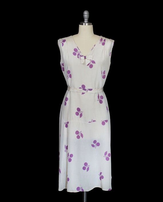 1920s Dress / Novelty CHERRIES 20s Dress / Silk M… - image 9
