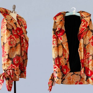 1920s Flapper Coat / 20s Floral Lame Cocoon Cape / MUSEUM / XS image 5