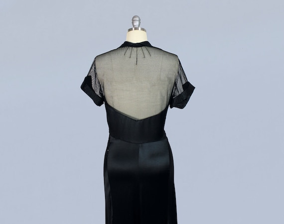 1930s Dress / 30s MESH Back and Yoke Gown / Evenin