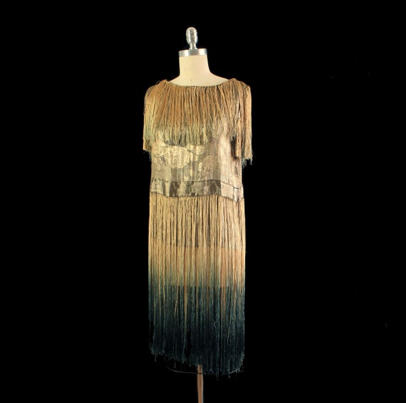 Rare 1920s Dress / 20s Gold Metallic LAMÉ Dress /… - image 4