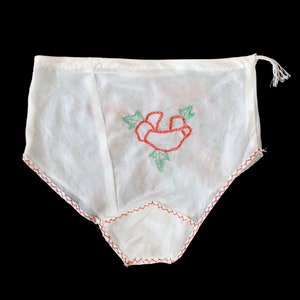 Rare 1940s WWII Lingerie Set / 40s Novelty Bra Panties / PARACHUTE SILK / Embroidered 1947 Okinawa image 7