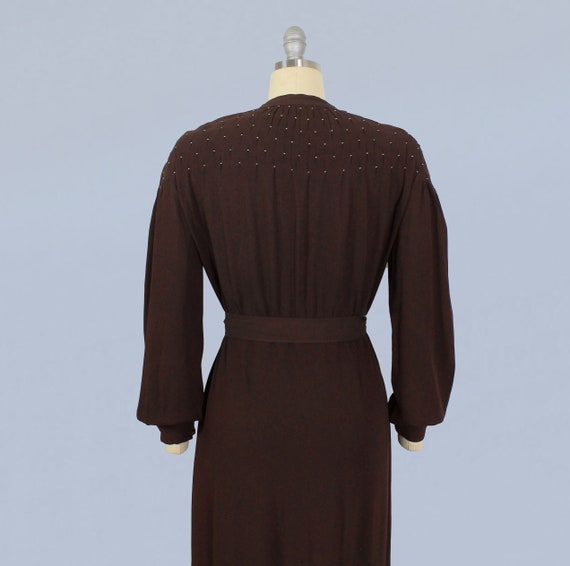 1930s Dress / 30s Smocked Crepe Peasant Dress / B… - image 6