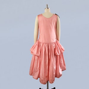 1920s Dress / 20s Pink Taffeta ROBE De STYLE Dress / Ribbonwork Flowers ...