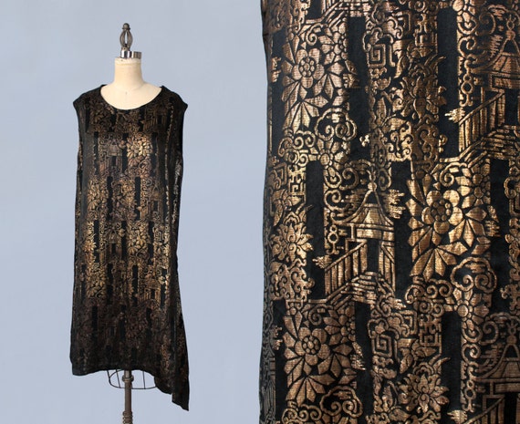 RARE 1920s Dress / 20s Metallic Lame Dress / CHINOISERIE | Etsy