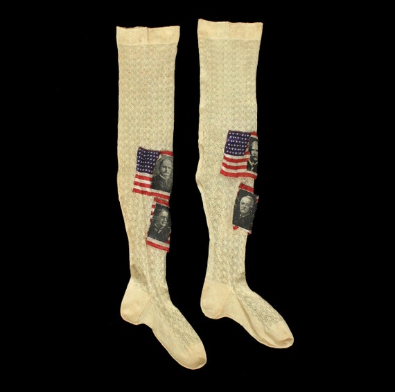 Antique Stockings / Novelty 1910s 1920s Political… - image 6