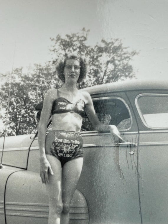 RARE 1940s WWII Lingerie Set / 40s Novelty Bright… - image 7