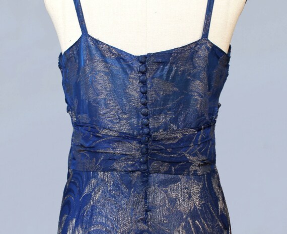 1930s Dress / 30s Periwinkle and Silver Metallic … - image 4