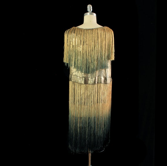 Rare 1920s Dress / 20s Gold Metallic LAMÉ Dress /… - image 5
