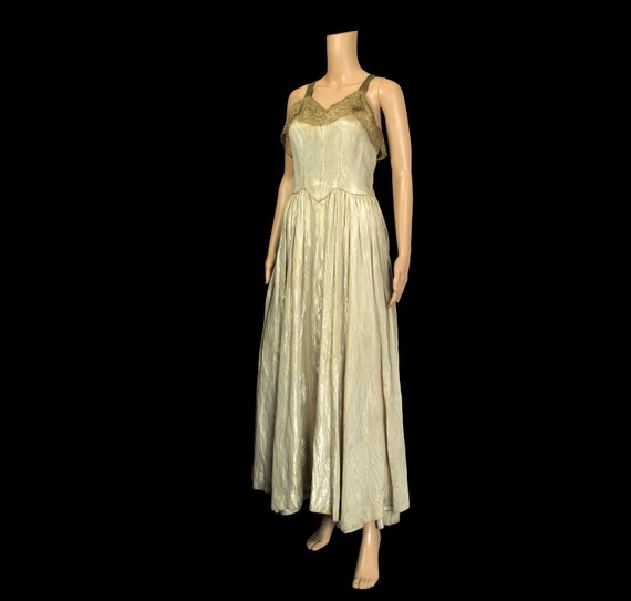 1930s Dress / 30s Platinum White Gold Metallic LA… - image 9