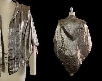 Rare 1920s Gold Silver Lame Capelet / Dense Metallic Evening Cape