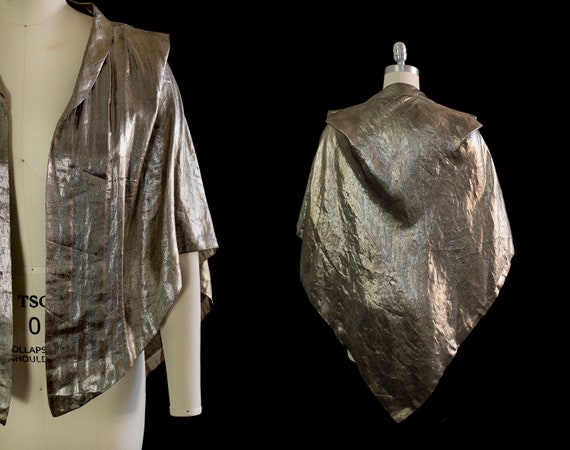 Rare 1920s Gold Silver Lame Capelet / Dense Metal… - image 1