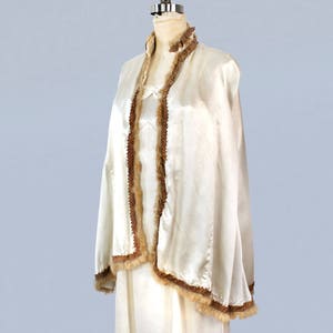 1930s Wedding Dress / 30s Fur Trim Gown and Cape Set image 5