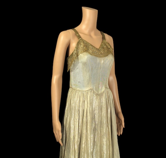 1930s Dress / 30s Platinum White Gold Metallic LA… - image 3