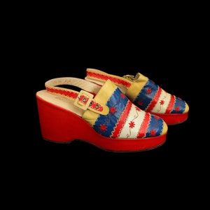 1970s Platforms /70s Does 40s Platform Wedge Slingback Clog / DELMAN 9 10 image 5