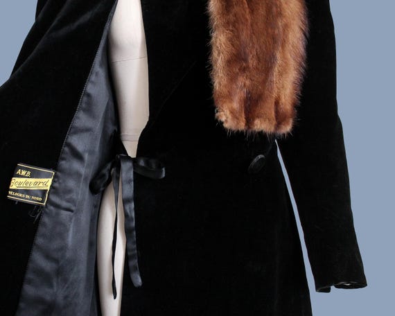 1930s Coat / 30s 40s Black Velvet and Fur Princes… - image 7