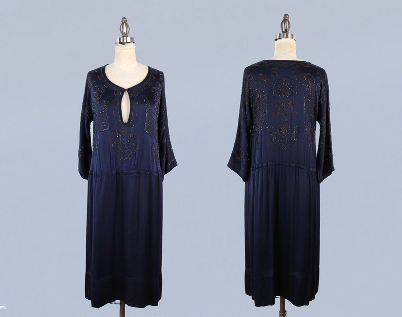 1920s Dress / 20s EGYPTIAN REVIVAL Beaded Embroidered Dress image 5