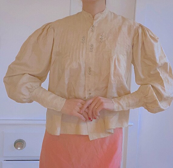 1910s Blouse / Antique Raw Silk Balloon Sleeve Blo
