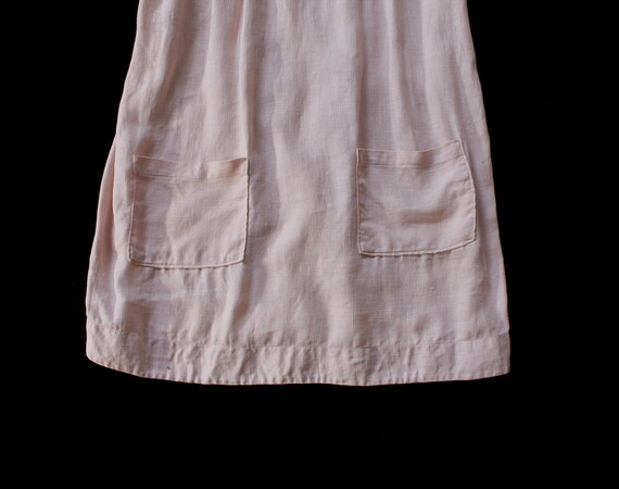 1920s Dress / 20s Pink Cotton Linen Smock Dress /… - image 4