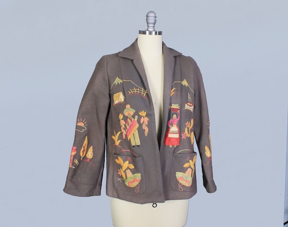 1940s Jacket / 40s Mexican Tourist Jacket / HAND P
