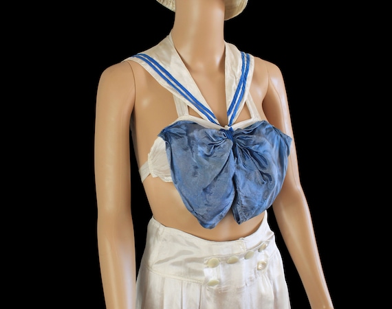 1930s Stage Outfit / 20s 30s Nautical Satin Middy… - image 2