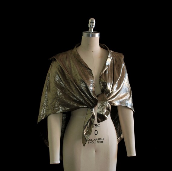 Rare 1920s Gold Silver Lame Capelet / Dense Metal… - image 8