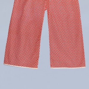1930s Beach Pajamas / 30s Cotton Overalls / Bib Jumpsuit / Red and White Checkerboard image 5