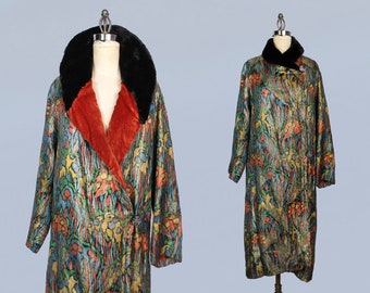 1920s Coat / 20s Printed Abstract Lamé Coat/ Rare! / Amazing Museum Quality / Near Mint! / Saks and Co / Gold Metal Fibers