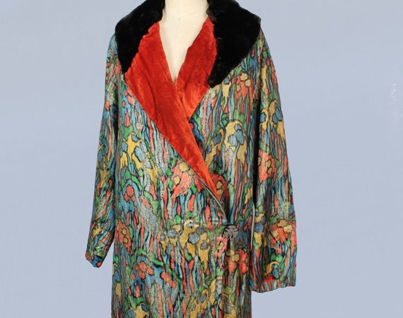 1920s Coat / 20s Printed Abstract Lamé Coat/ Rare… - image 4