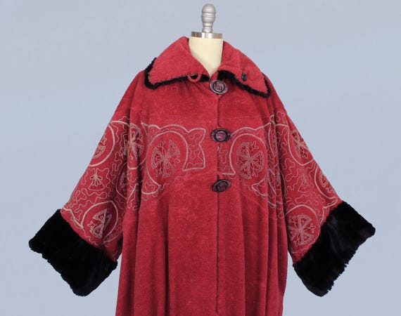 RARE 1920s Coat / Late 1910s Early 20s Red Mohair… - image 8