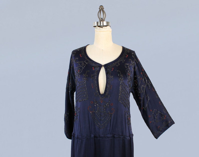 1920s Dress / 20s EGYPTIAN REVIVAL Beaded Embroidered Dress image 4