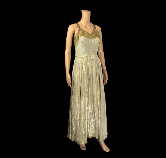 1930s Dress / 30s Platinum White Gold Metallic LA… - image 5