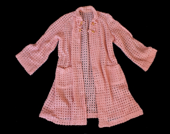 1930s Knit Sweater / 30s Pink Knit Jacket / Cardi… - image 1