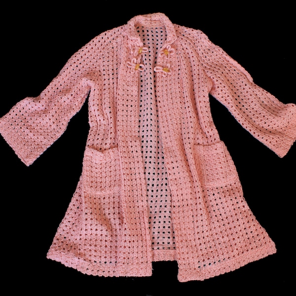 1930s Knit Sweater / 30s Pink Knit Jacket / Cardigan Jacket