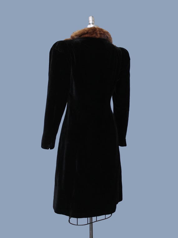 1930s Coat / 30s 40s Black Velvet and Fur Princes… - image 8