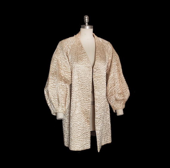 1950s Jacket / 40s 50s Midcentury Satin Trapunto Evening Coat / Bridal