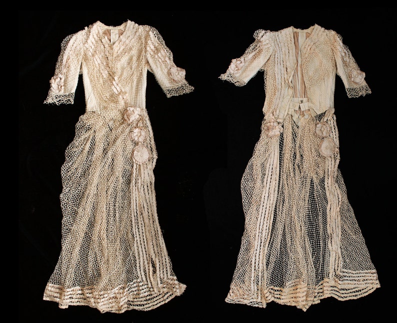 RARE Victorian Net Lace Overdress / 1800s Boned Bodice Dress / - Etsy