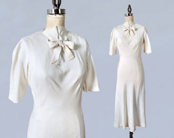 Rare! MADELEINE VIONNET Designer 1930s Dress / 30s Cream Day Dress/ Iconic Bias Cut / Amazing Construction