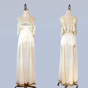 1930s Wedding Dress / 30s Fur Trim Gown and Cape Set image 7