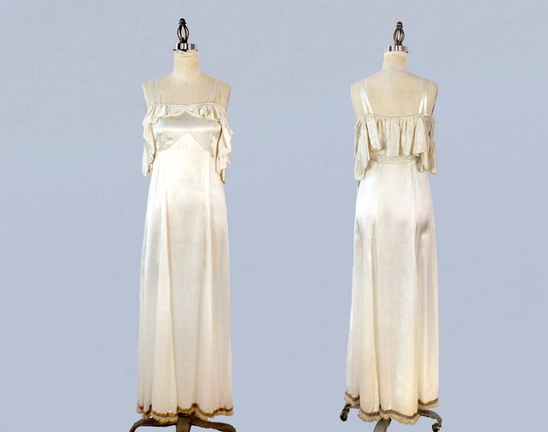 1930s Wedding Dress / 30s Fur Trim Gown and Cape Set image 7