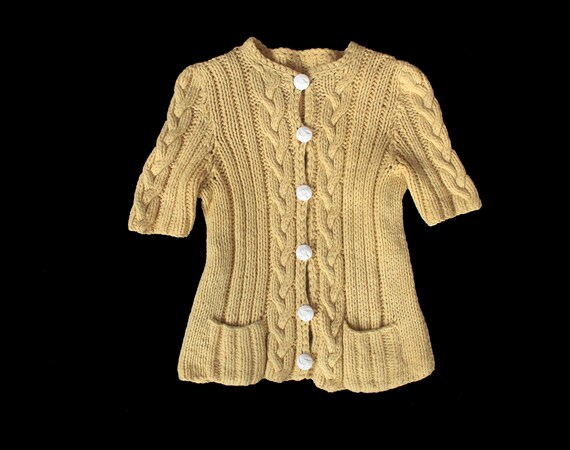 1930s Sweater / Rare 30s Cardigan / Short Sleeve