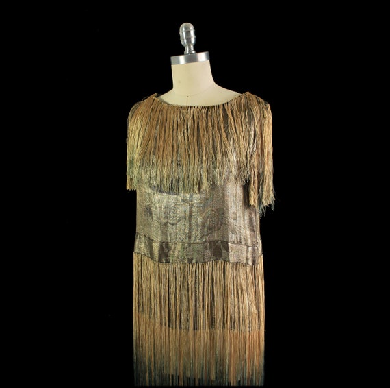 Rare 1920s Dress / 20s Gold Metallic LAMÉ Dress /… - image 8