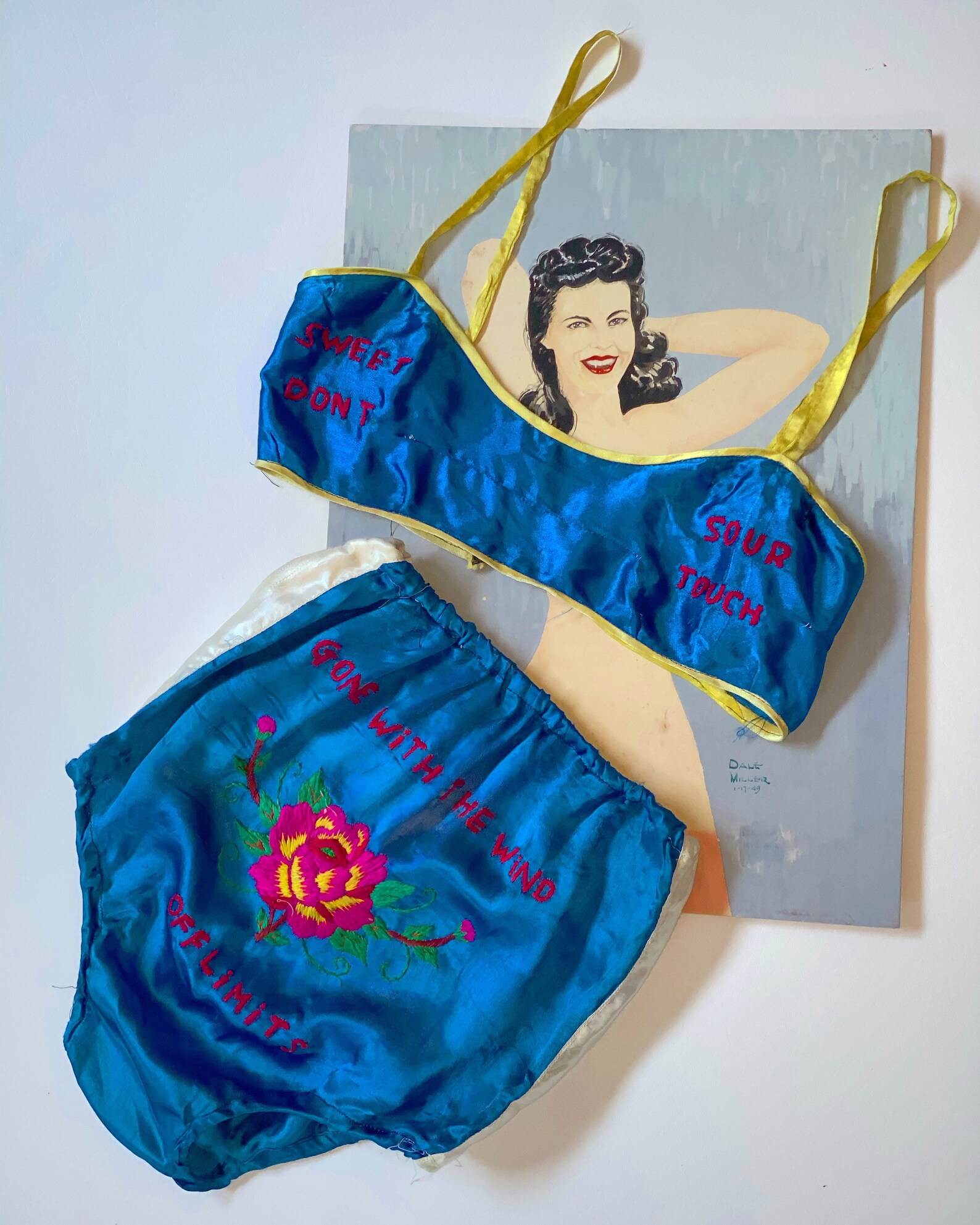RARE 1940s WWII Lingerie Set / 40s Novelty Bright Blue Silk Etsy
